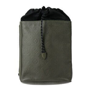 LOUIS VUITTON Chalk Sling Bag Monogram Shadow Black Shoulder leather drawstring